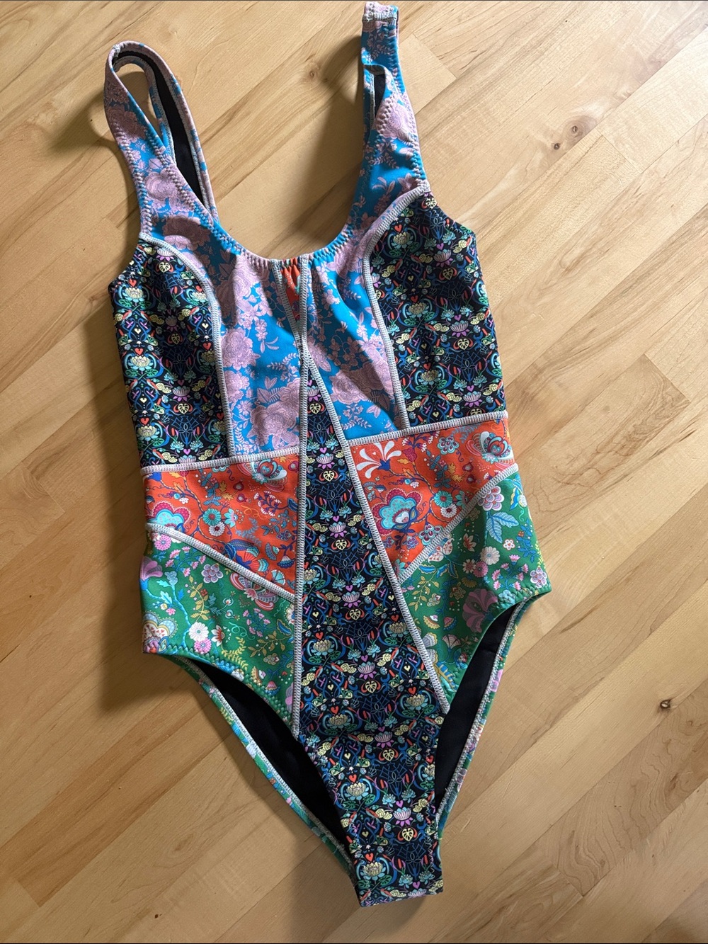Cynthia Rowley Multicolor Floral Patchwork One-Piece Swimsuit - Picture 1 of 11